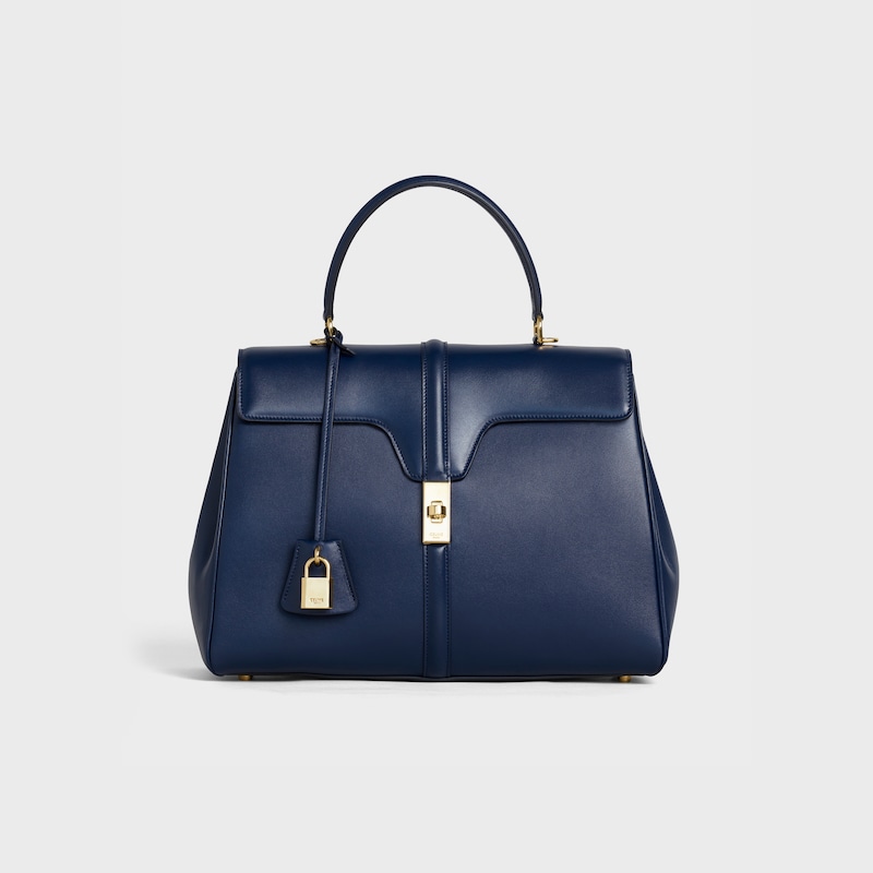 Classique 16 Bag in satinated calfskin - Dark blue - 16 - 1 | CELINE