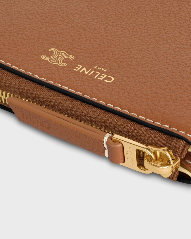 FLAT ZIPPED WALLET TRIOMPHE STAMP IN SUPPLE GRAINED CALFSKIN - SOFT TAN / SOFT CREAM - NEW - 1 | CELINE