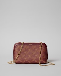 Clutch on Chain IN Triomphe Canvas - BURGUNDY/TAN - SHOULDER BAGS - 1 | CELINE