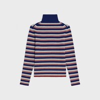turtleneck sweater IN striped ribbed wool - BLUE/ECRU/RED -  - 2 | CELINE