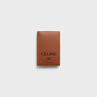 VERTICAL CARD HOLDER IN SMOOTH LAMBSKIN - TAN / BLACK - CARD HOLDERS - 1 | CELINE