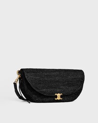 LITTLE HALFMOON SOFT TRIOMPHE IN Raffia and lambskin - BLACK - SOFT TRIOMPHE - 2 | CELINE