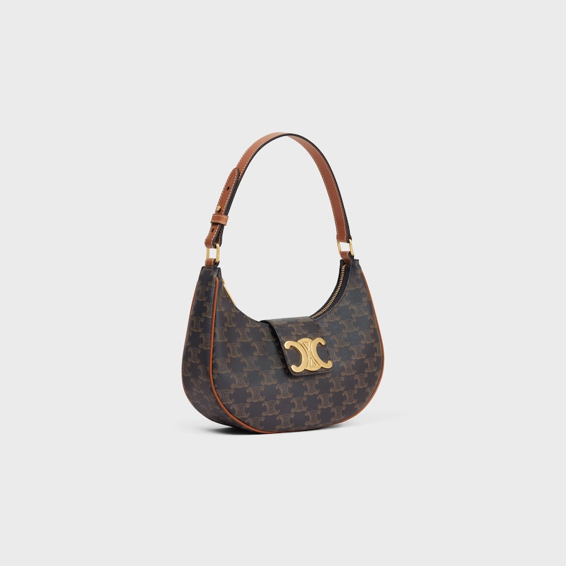 MEDIUM AVA TRIOMPHE BAG IN Triomphe Canvas and calfskin - TAN - SHOULDER BAGS - 1 | CELINE