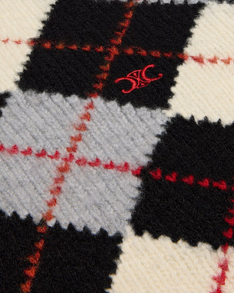 turtleneck sweater IN argyle wool - BLACK/WHITE/GREY -  - 1 | CELINE