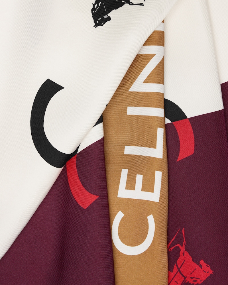 square IN silk twill - BURGUNDY/IVORY/CAMEL -  - 1 | CELINE