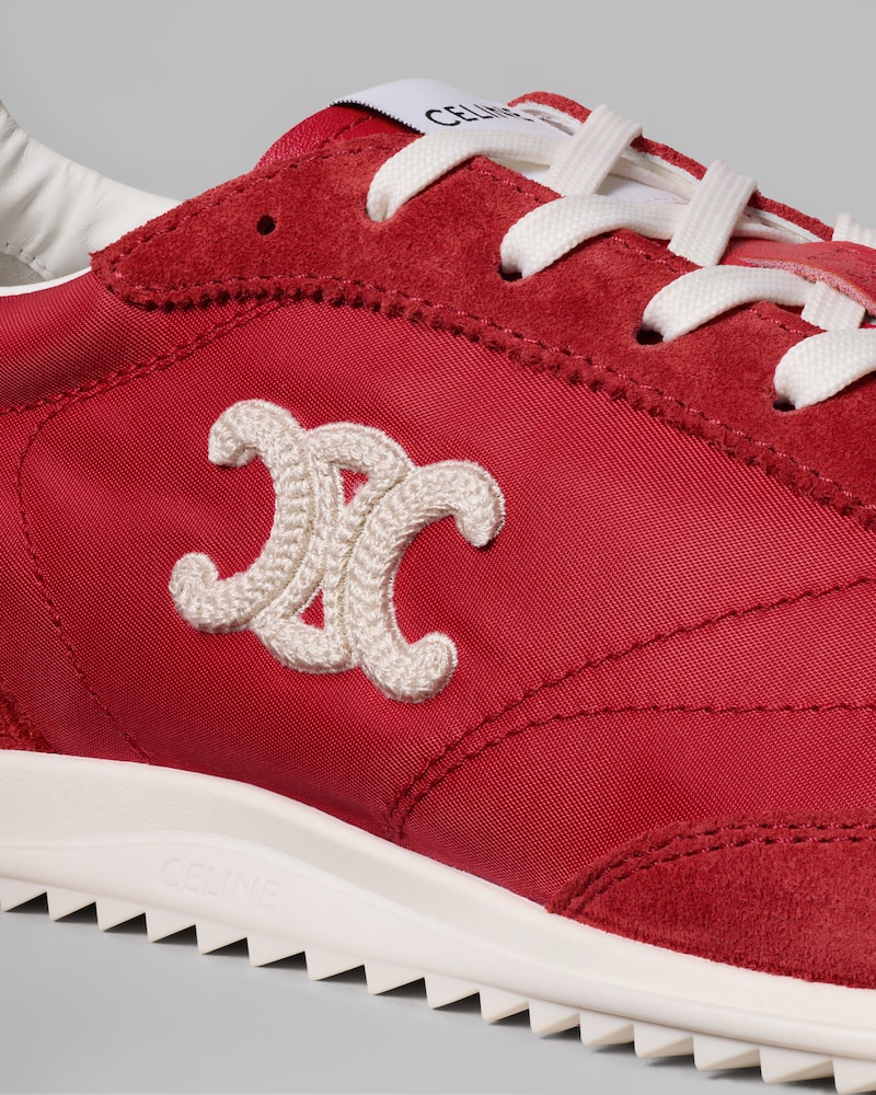 RACER SNEAKER AUS NYLON, KALBSWILDLEDER UND KALBSLEDER - ECRU/ROT -  - 1 | CELINE