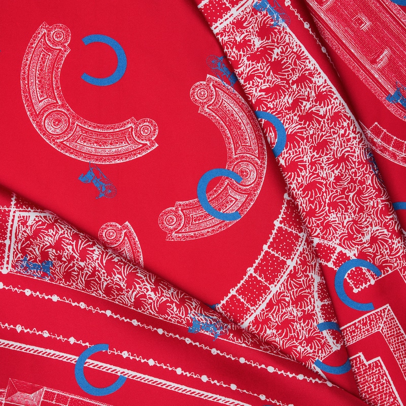 square IN FRENCH GARDEN SILK TWILL - BLUE/RED -  - 1 | CELINE