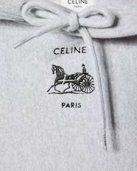 CROPPED HOODIE IN cotton fleece - GREY MELANGE / BLACK -  - 2 | CELINE