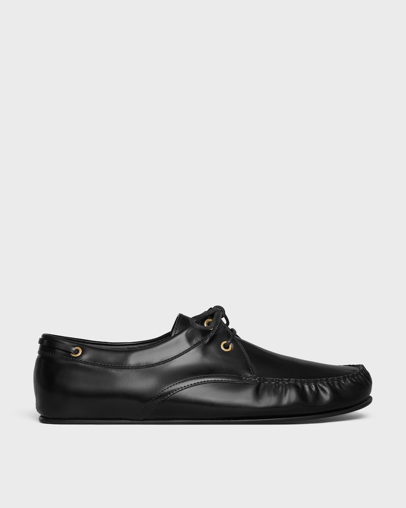 FLAT DERBY IN POLISHED BULLSKIN - BLACK -  - 1 | CELINE