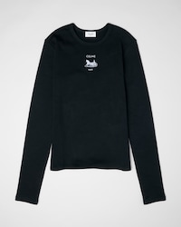 ロングスリーブ Tシャツ / リブ編みコットンジャージー - ブラック / ホワイト -  - 1 | CELINE