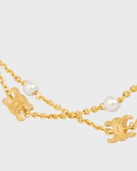 Triomphe Pearl Double Necklace in Brass with Gold Finish and Resin Pearls - GOLD / IVORY - EXCLUSIVE SELECTION - 2 | CELINE
