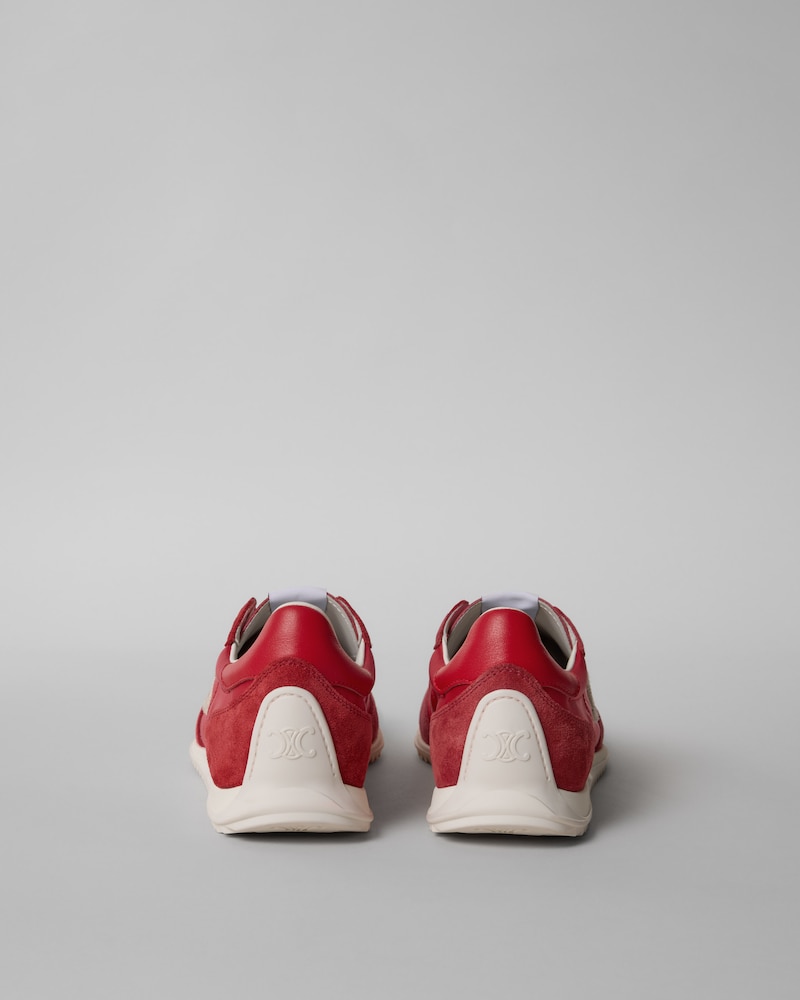 RACER SNEAKER AUS NYLON, KALBSWILDLEDER UND KALBSLEDER - ECRU/ROT -  - 1 | CELINE