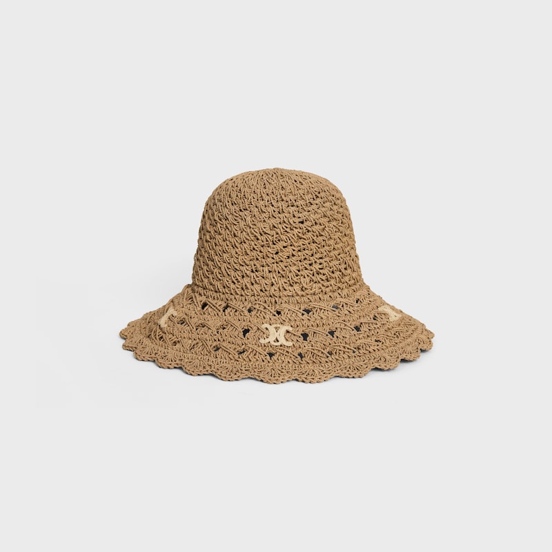 SOMBRERO TRIOMPHE DE RAFIA CON CALADO - MIEL -  - 1 | CELINE