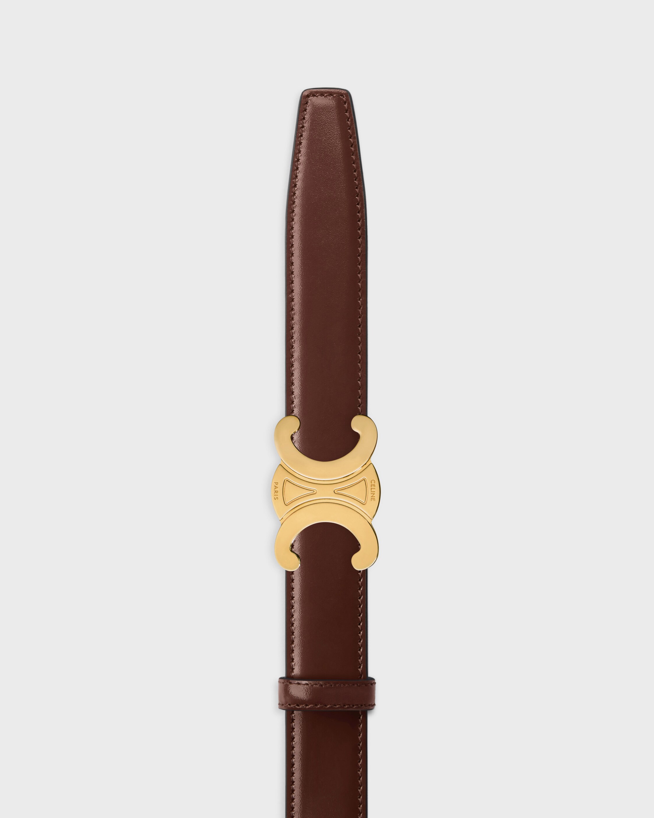 TRIOMPHE BUCKLE & REVERSIBLE STRAP 25MM - BLACK / CHESTNUT | CELINE
