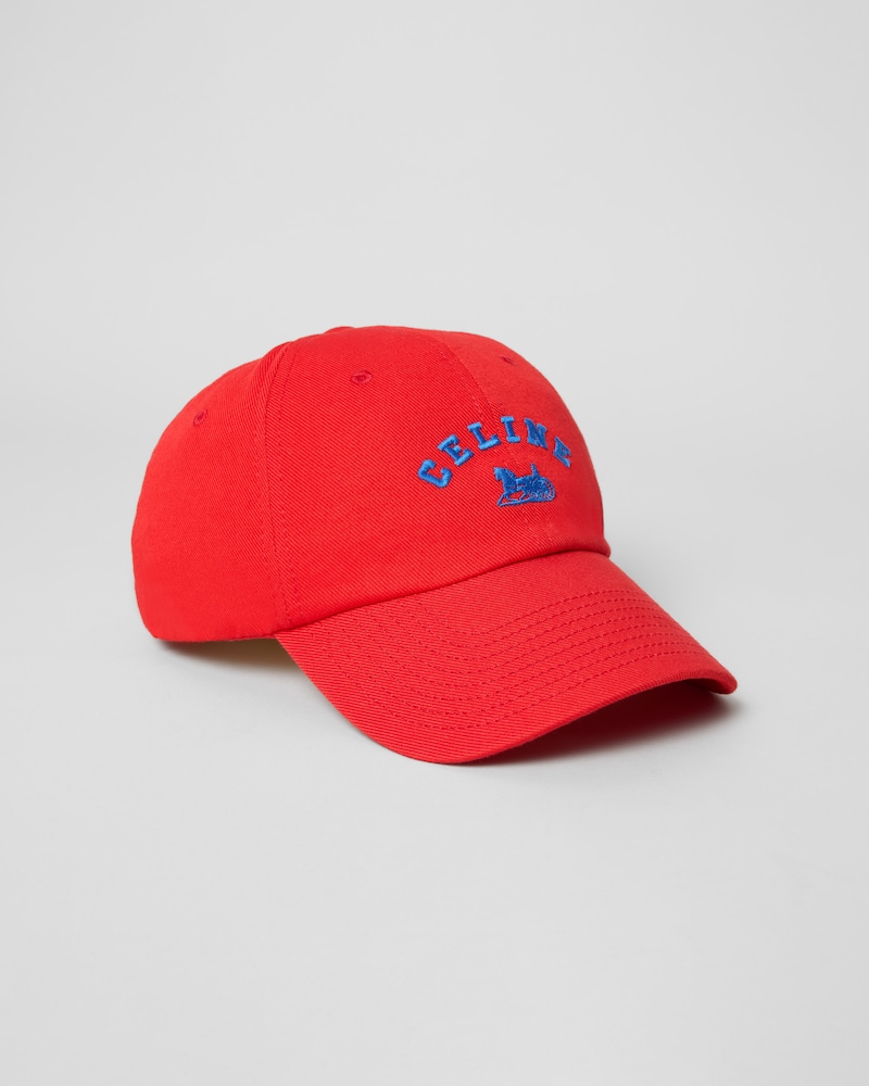 celine richelieu cap IN light cotton twill - BRIGHT RED -  - 1 | CELINE