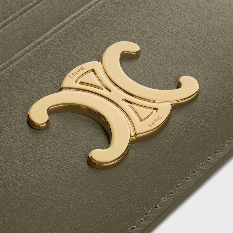 CARD HOLDER TRIOMPHE IN Shiny calfskin - GOLDEN KHAKI - CARD HOLDERS - 1 | CELINE