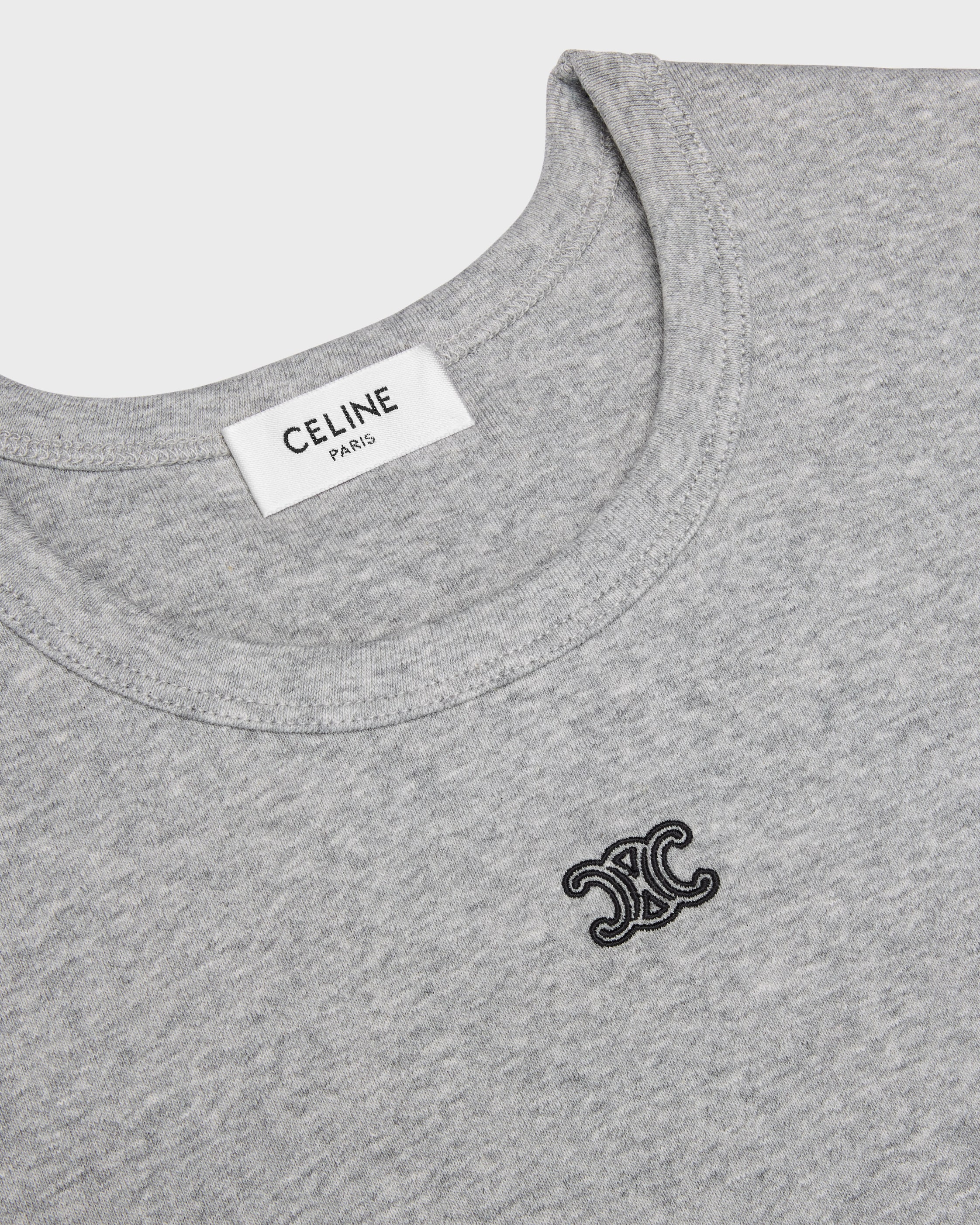 triomphe t-shirt IN RIBBED COTTON JERSEY - GREY MELANGE/BLACK | CELINE