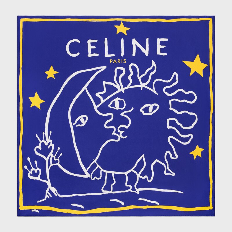 square IN silk twill - BLUE/WHITE/YELLOW -  - 1 | CELINE