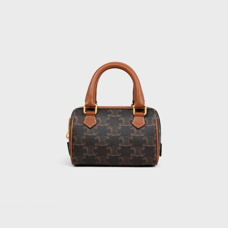 MINI BOSTON IN Triomphe Canvas and calfskin - TAN - TRIOMPHE CANVAS - 1 | CELINE