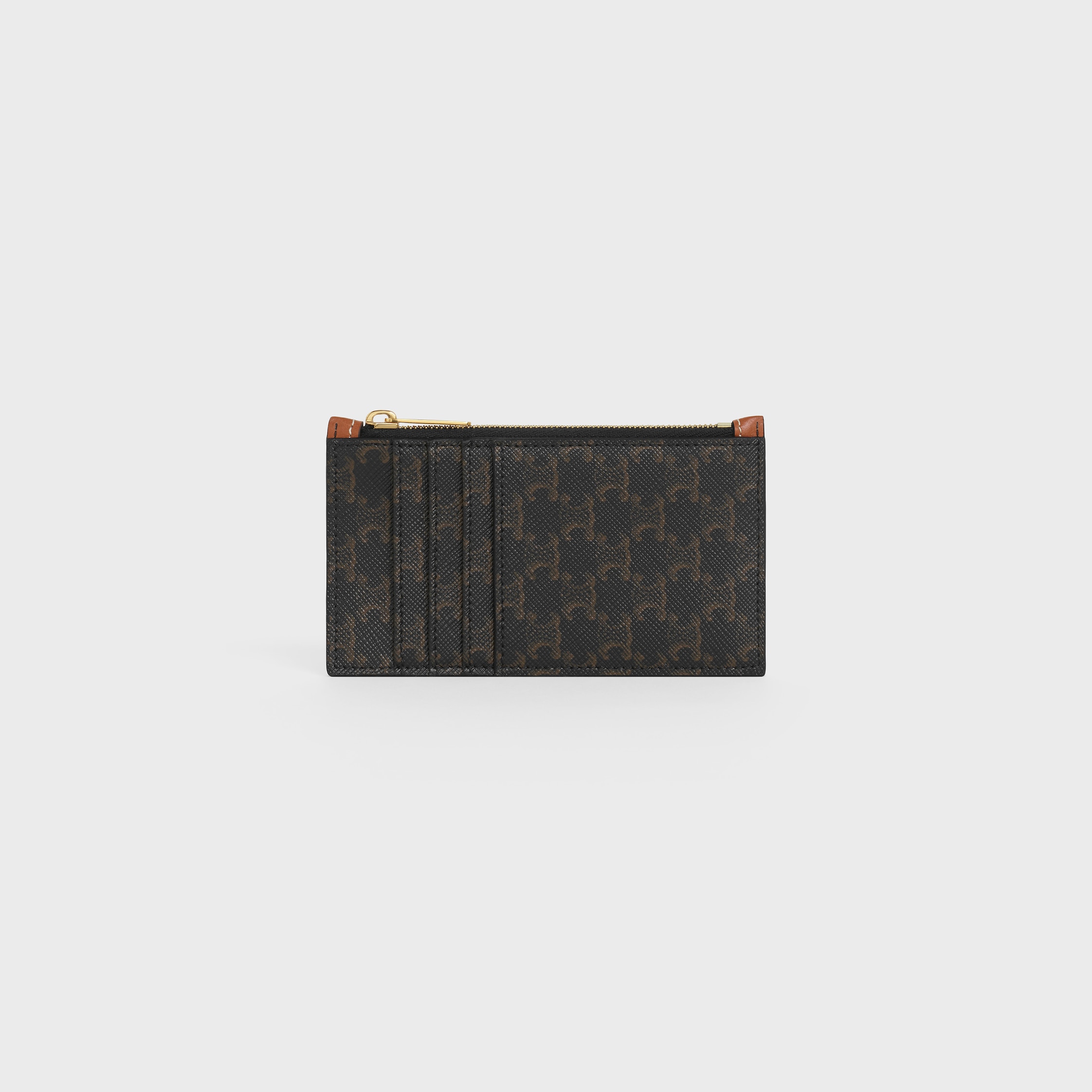 CELINE Zipped compact card holder IN Triomphe Canvas and Lambskin