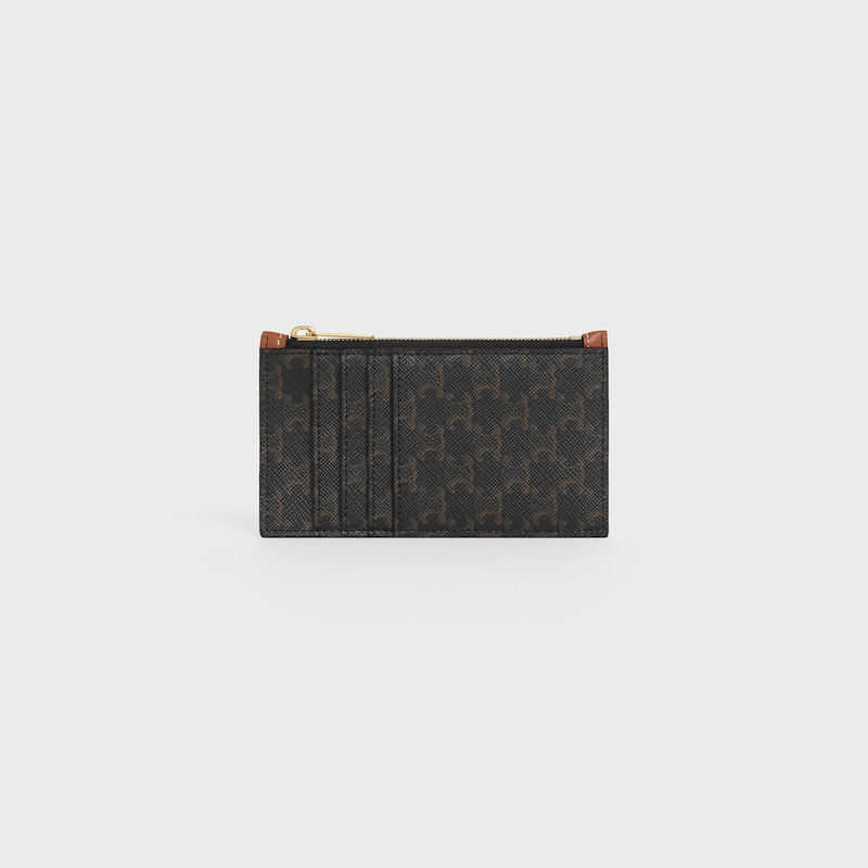 Porte-cartes compact Toile Triomphe et Agneau - Tan - CADEAUX D'EXCEPTION - 1 | CELINE