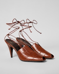 V-NECK SANDAL IN CROCODILE STAMPED CALFSKIN - BROWN -  - 2 | CELINE