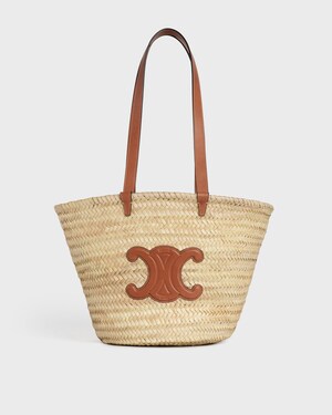 BOLSO CELINE CLASSIC PANIER MEDIANO DE HOJAS DE PALMA Y PIEL DE BECERRO - Tostado - TODOS LOS BOLSOS - 1 | CELINE