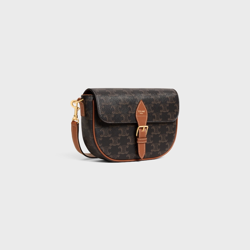FOLCO SHOULDER BAG IN Triomphe Canvas and Calfskin - TAN - NEW COLLECTION - 1 | CELINE