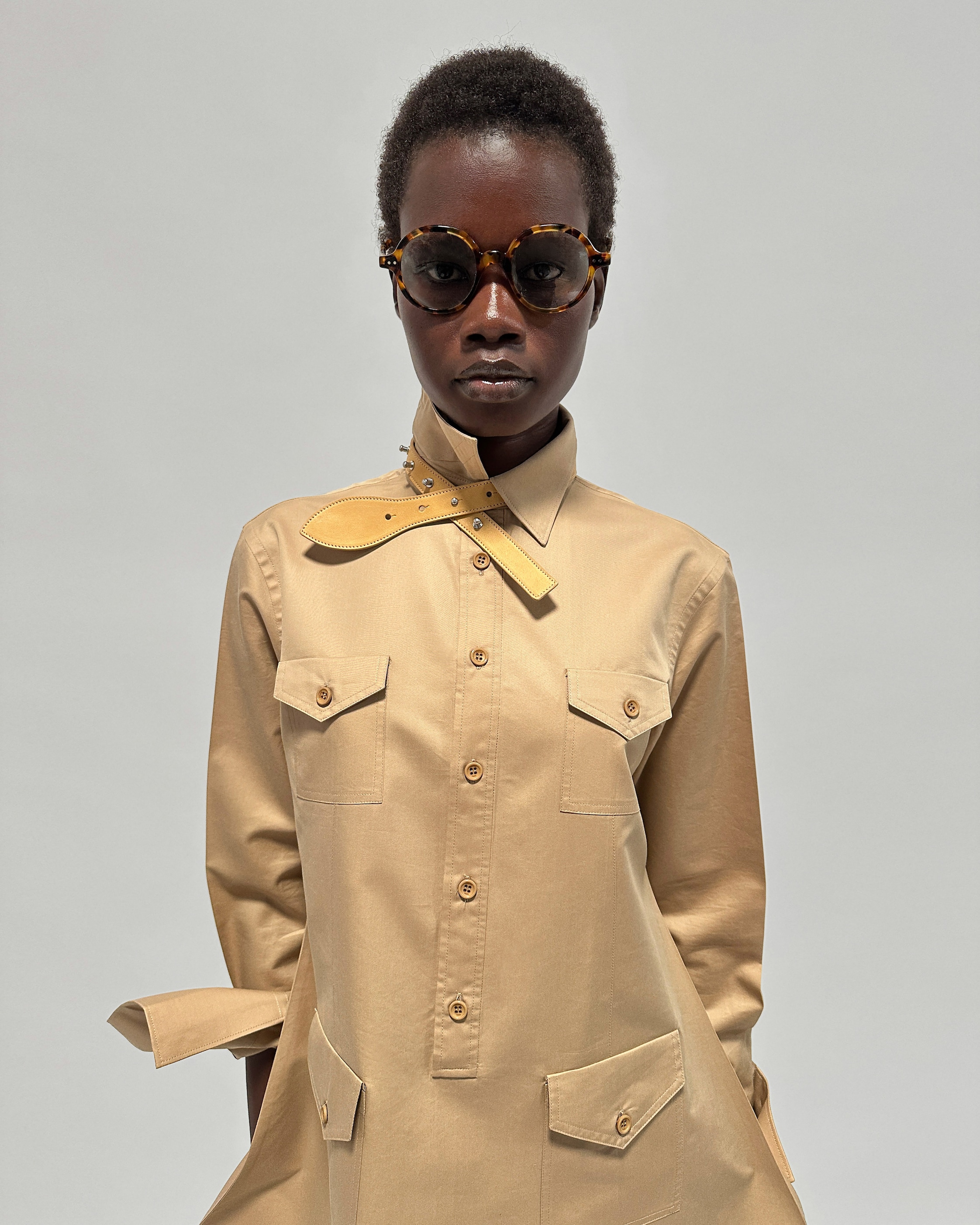 shirt dress IN cotton and silk twill - CORDE | CELINE