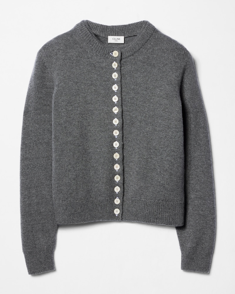 Cardigã twinset em cashmere de herança - CINZA - - 1 | CELINE
