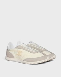 CELINE RACER NIEDRIGER SCHNÜR-SNEAKER MIT TRIOMPHE AUS NYLON, KALBSVELOURSLEDER UND KALBSLEDER - VANILLE -  - 2 | CELINE