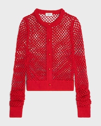 CÁRDIGAN DE GANCHILLO DE ALGODÓN - ROJO INTENSO -  - 2 | CELINE