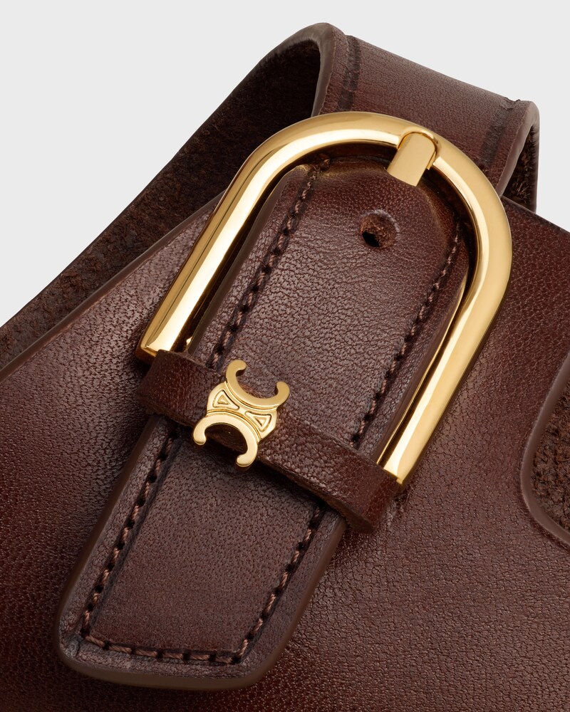 CLEO - DOUBLE STRAP SANDAL IN Calfskin - Vegetal Tanning - DARK BROWN -  - 1 | CELINE