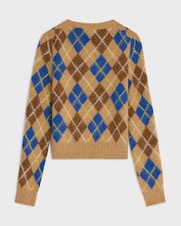 JERSEY CON CUELLO REDONDO DE LANA CON ROMBOS - BEIGE/MARRÓN/AZUL -  - 2 | CELINE
