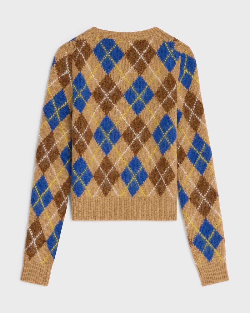 crewneck sweater IN argyle wool - BEIGE/BROWN/BLUE -  - 1 | CELINE