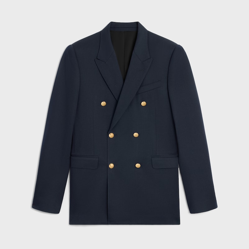 CLASSIC JACKET IN DIAGONAL WOOL - NAVY -  - 1 | CELINE