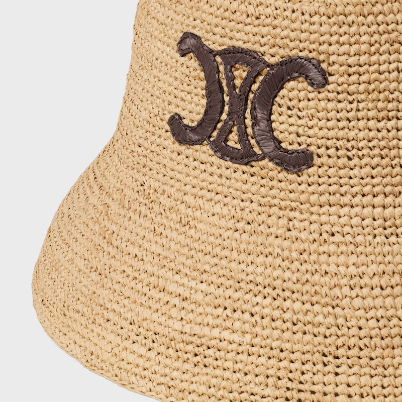 triomphe bucket hat IN raffia - HONEY/BROWN -  - 1 | CELINE