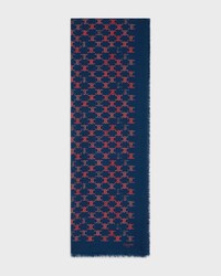 square IN triomphe silk cashmere - NAVY/RED -  - 2 | CELINE