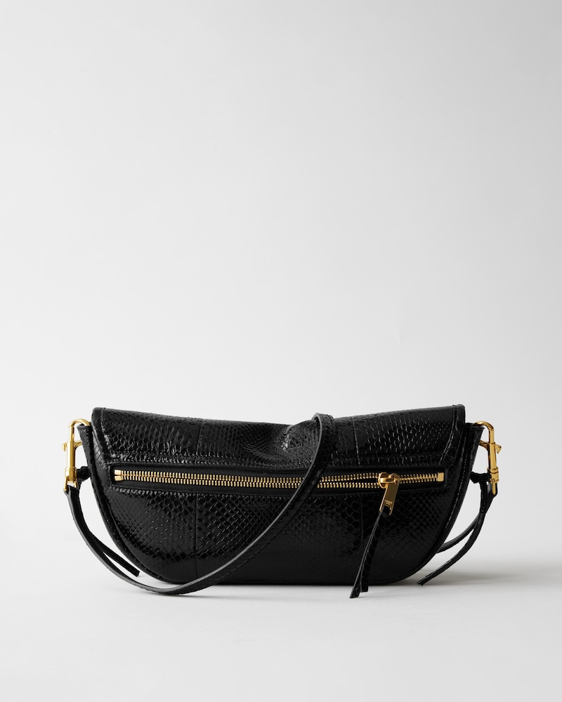 SOFT TRIOMPHE LITTLE HALFMOON หนังไพธอน - สีดำ - กระเป๋าสะพายไหล่ - 1 | CELINE