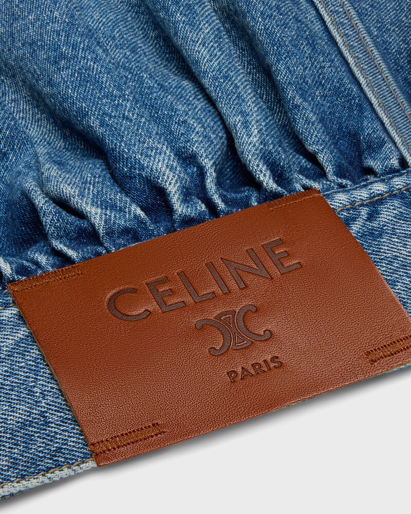 trucker jacket IN cotton denim - CLEAR WATERFALL + PATCH BROWN -  - 1 | CELINE