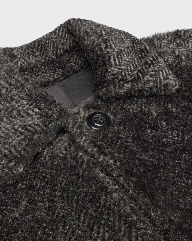 coat IN CHEVRON PRINTED LAMB SHEARLING - CHARCOAL/SILVER -  - 1 | CELINE