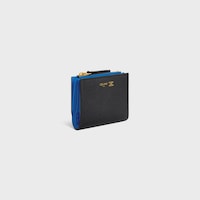 COMPACT WALLET TRIOMPHE STAMP IN SUPPLE GRAINED CALFSKIN - BLACK / ULTRA BLUE - NEW - 2 | CELINE