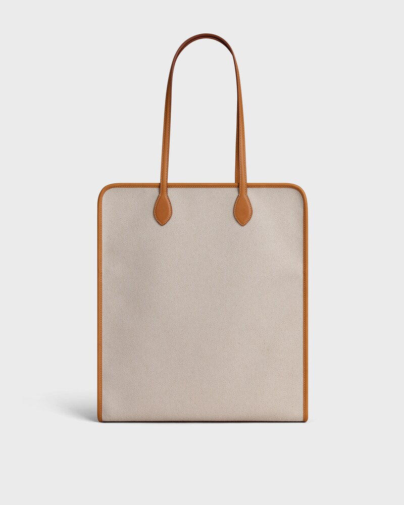 CABAS VERTICAL TRIOMPHE TOUCH EN TEXTILE ET VEAU - NATUREL / TAN - HOMME - 1 | CELINE