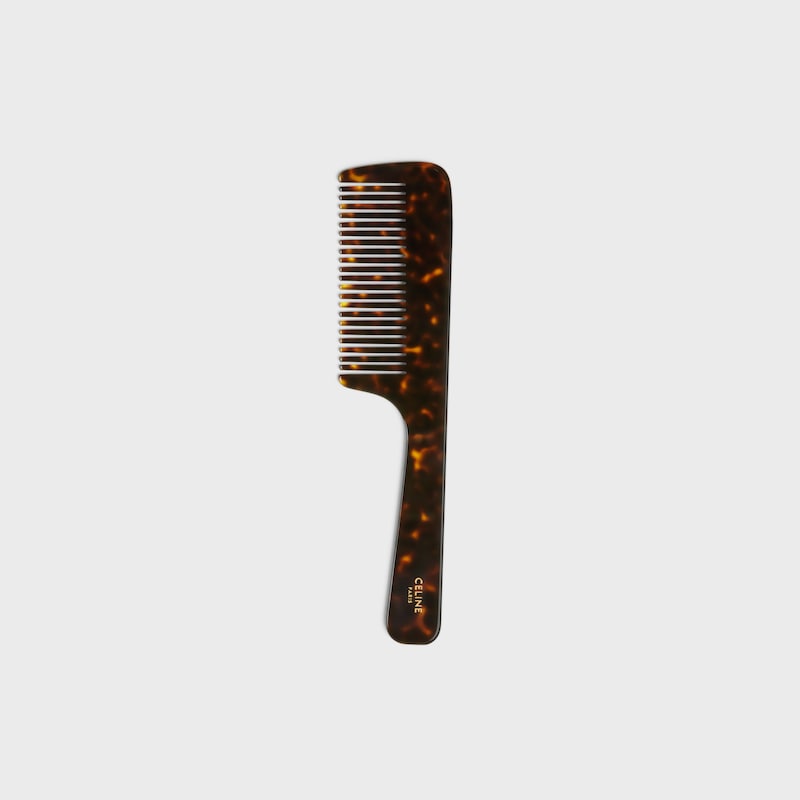 HAIR COMB WITH HANDLE IN ACETATE - DARK HAVANA - ACCESSORIES - 1 | CELINE