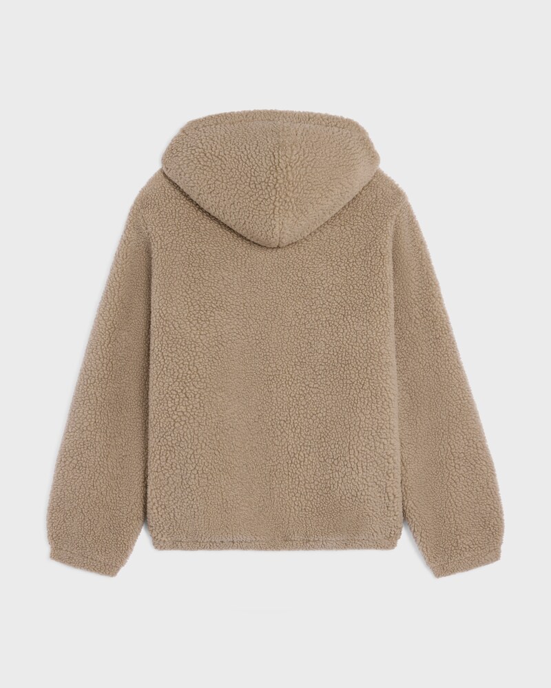 hooded jacket IN WOOL AND COTTON FLEECE - BEIGE / BLACK -  - 1 | CELINE
