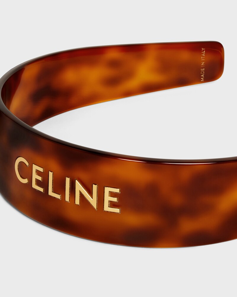 Celine Headband in Acetate and Steel - BLOND HAVANA / GOLD - HAIR ACCESSORIES - 1 | CELINE