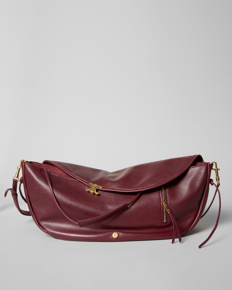 HALFMOON SOFT TRIOMPHE BAG IN SUPPLE SHINY LAMBSKIN - SYRAH - NEW - 1 | CELINE