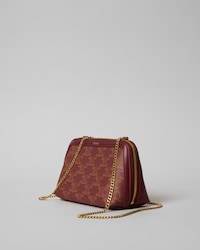 Clutch on Chain IN Triomphe Canvas - BURGUNDY/TAN - SHOULDER BAGS - 2 | CELINE