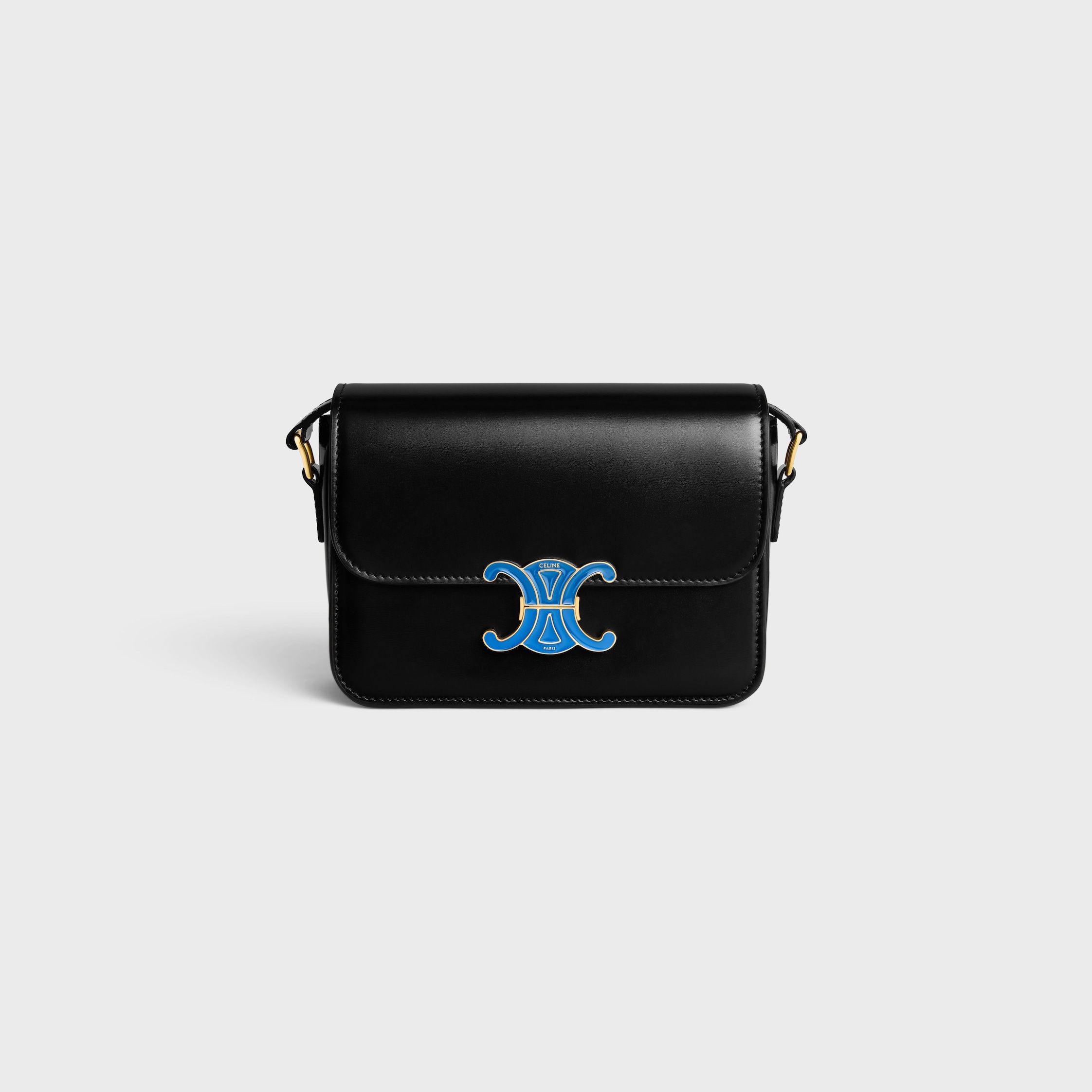 CELINE TEEN TRIOMPHE BAG IN SHINY CALFSKIN WITH ENAMEL CLOSURE
