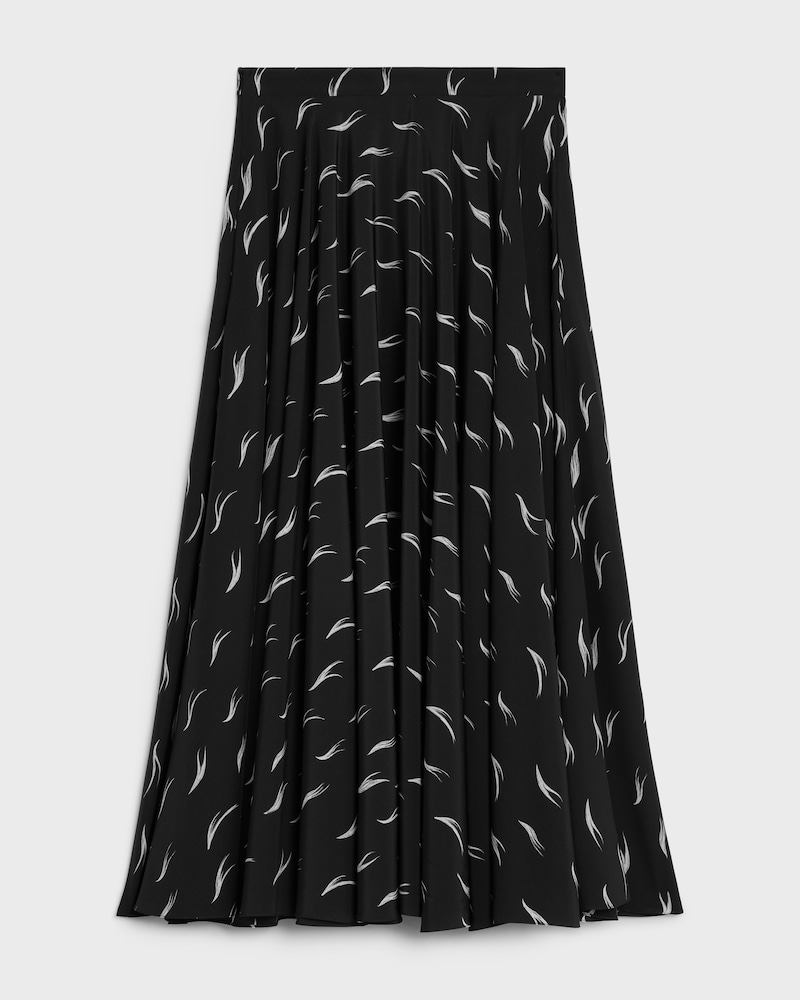 skirt IN crepe de chine - NOIR/CRAIE -  - 1 | CELINE